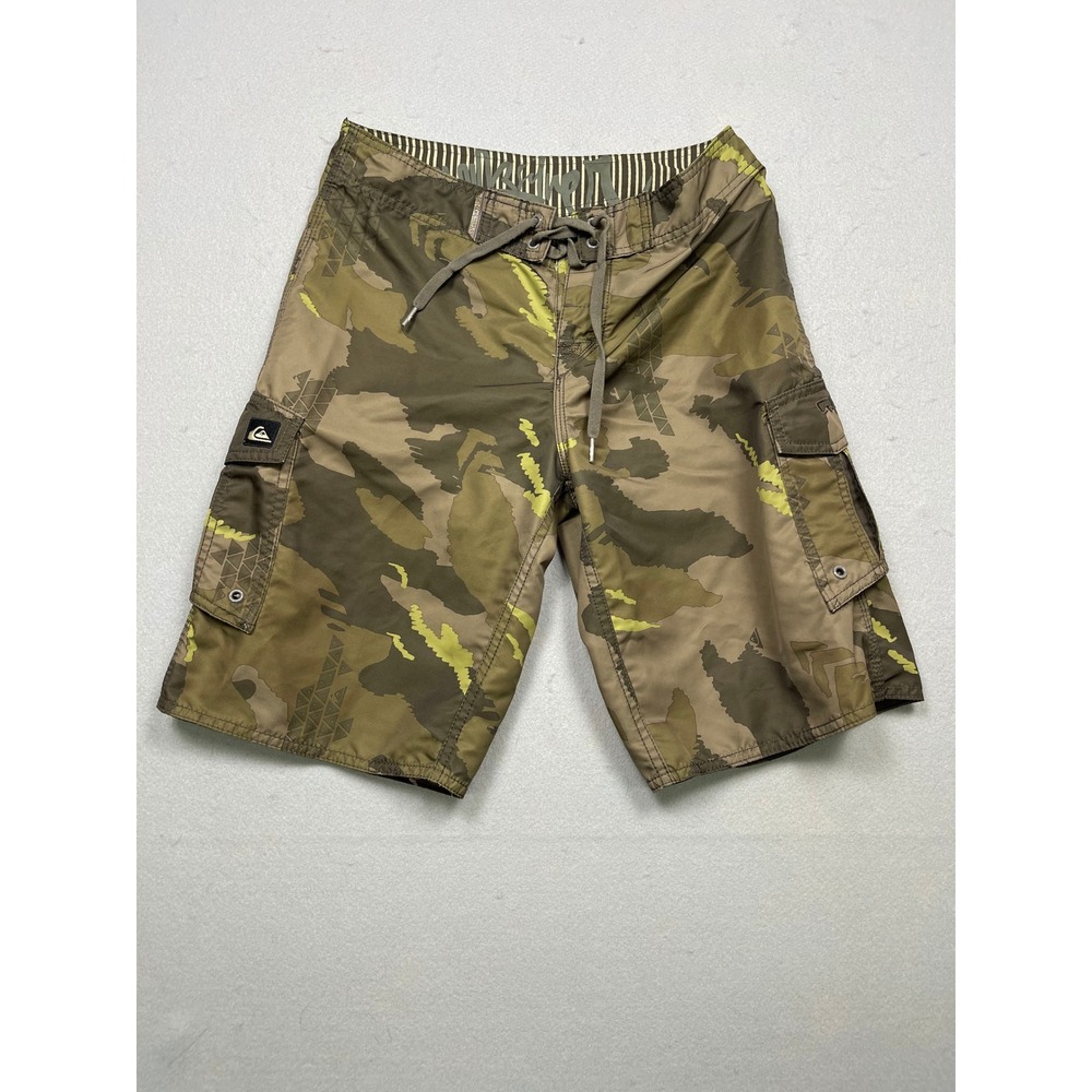 Quiksilver Board Shorts Polyester Camo Green Brown 28‎ Boys